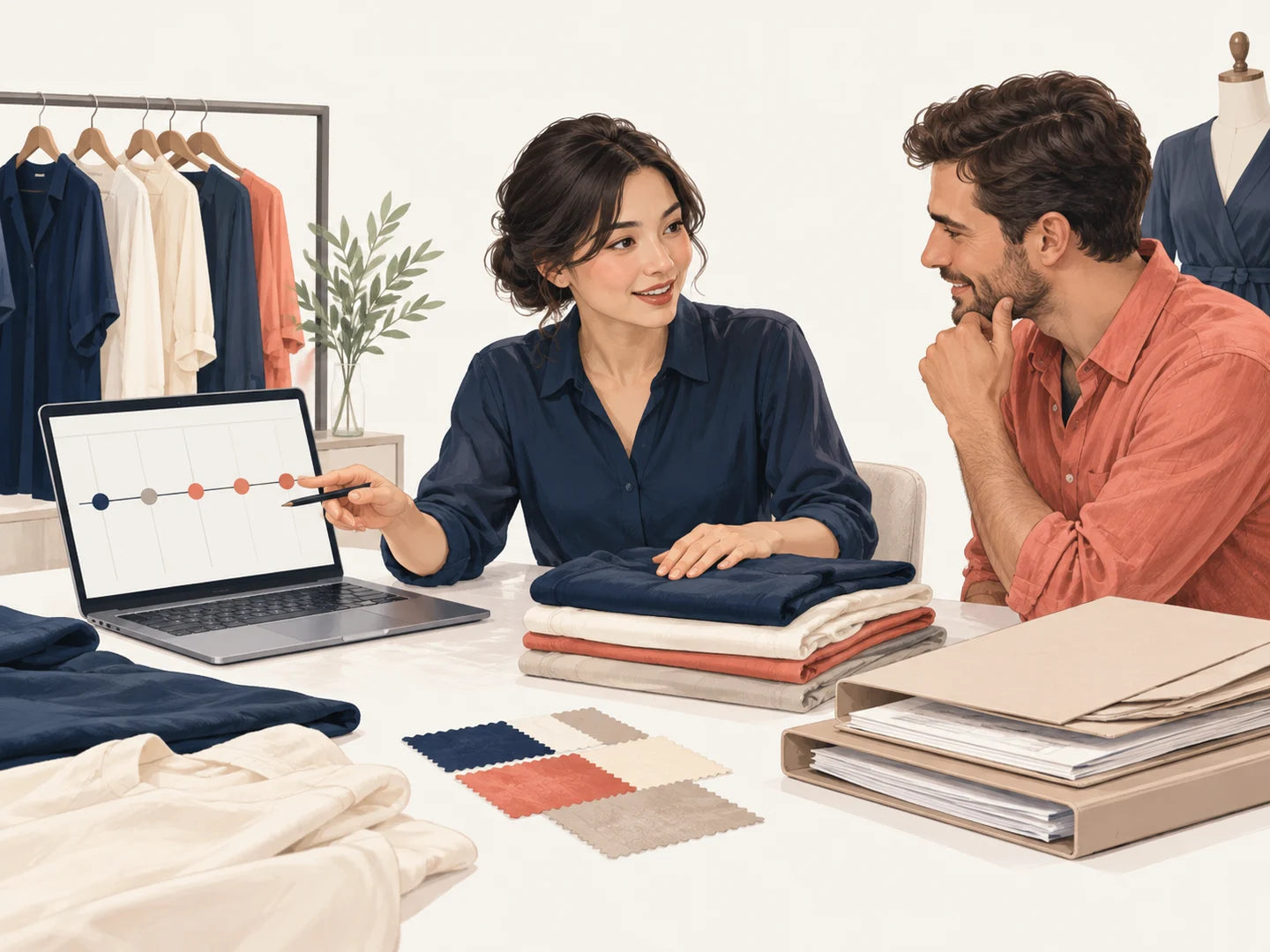 Conceptual illustration of order planning, production schedules and repeat-order coordination